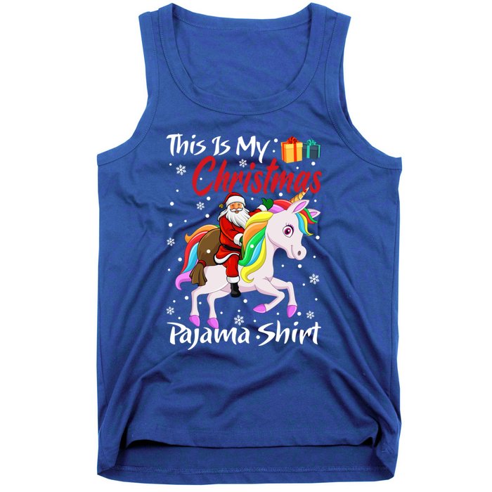 This Is My Christmas Pajama Great Gift Santa Claus Riding Unicorn Cute Gift Tank Top