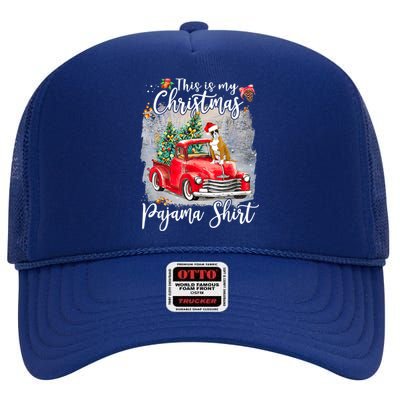 This Is My Christmas Pajama Boxer Xmas Dog Lover Gift High Crown Mesh Back Trucker Hat