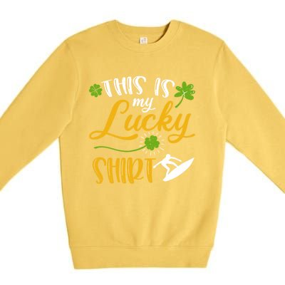 This Is My Lucky Surfing Shamrock Gift St Patricks Day Funny Gift Premium Crewneck Sweatshirt