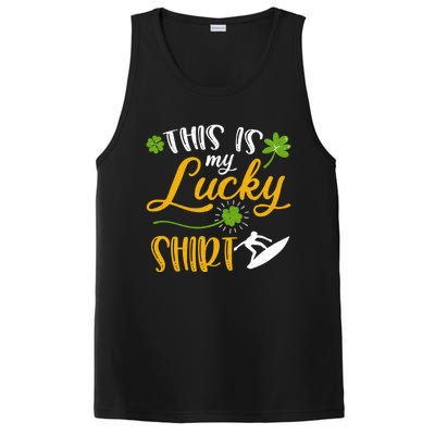 This Is My Lucky Surfing Shamrock Gift St Patricks Day Funny Gift PosiCharge Competitor Tank