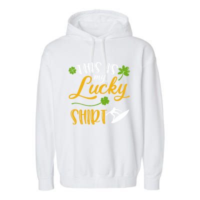 This Is My Lucky Surfing Shamrock Gift St Patricks Day Funny Gift Garment-Dyed Fleece Hoodie