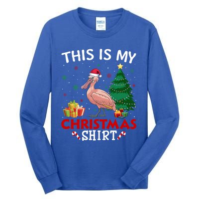 This Is My Spoonbill Santa Hat Christmas Pajama Cool Gift Tall Long Sleeve T-Shirt