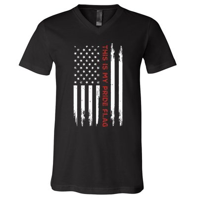 This Is My Pride Flag USA American 4th Of July V-Neck T-Shirt