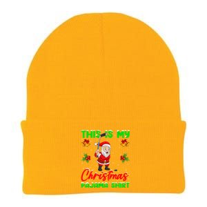 This Is My Christmas Pajamas Santa Playing Ice Hockey Xmas Great Gift Knit Cap Winter Beanie