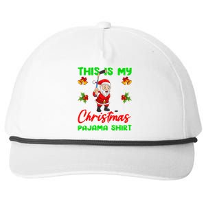 This Is My Christmas Pajamas Santa Playing Ice Hockey Xmas Great Gift Snapback Five-Panel Rope Hat