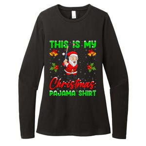 This Is My Christmas Pajamas Santa Playing Ice Hockey Xmas Great Gift Womens CVC Long Sleeve Shirt