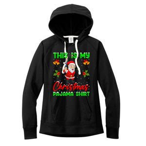 This Is My Christmas Pajamas Santa Playing Ice Hockey Xmas Great Gift Women's Fleece Hoodie