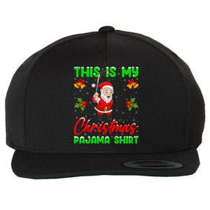 This Is My Christmas Pajamas Santa Playing Ice Hockey Xmas Great Gift Wool Snapback Cap