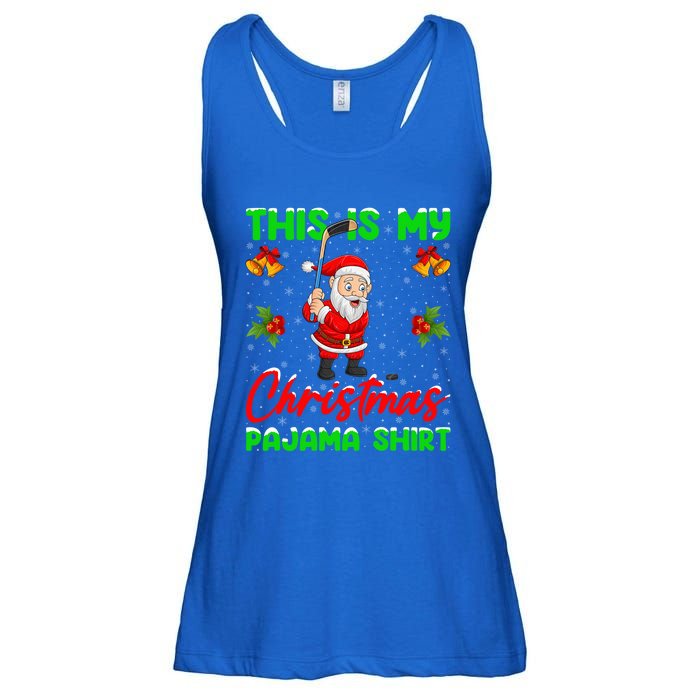 This Is My Christmas Pajamas Santa Playing Ice Hockey Xmas Great Gift Ladies Essential Flowy Tank