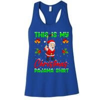 This Is My Christmas Pajamas Santa Playing Ice Hockey Xmas Great Gift Women's Racerback Tank