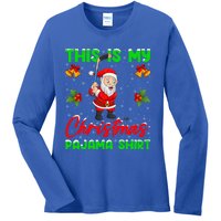 This Is My Christmas Pajamas Santa Playing Ice Hockey Xmas Great Gift Ladies Long Sleeve Shirt