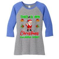 This Is My Christmas Pajamas Santa Playing Ice Hockey Xmas Great Gift Women's Tri-Blend 3/4-Sleeve Raglan Shirt