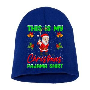 This Is My Christmas Pajamas Santa Playing Ice Hockey Xmas Great Gift Short Acrylic Beanie