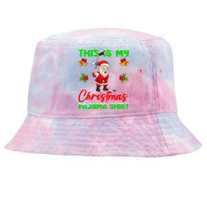 This Is My Christmas Pajamas Santa Playing Ice Hockey Xmas Great Gift Tie-Dyed Bucket Hat