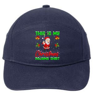 This Is My Christmas Pajamas Santa Playing Ice Hockey Xmas Great Gift 7-Panel Snapback Hat