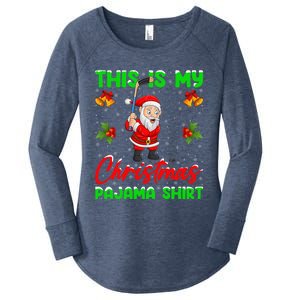 This Is My Christmas Pajamas Santa Playing Ice Hockey Xmas Great Gift Women's Perfect Tri Tunic Long Sleeve Shirt