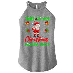 This Is My Christmas Pajamas Santa Playing Ice Hockey Xmas Great Gift Women's Perfect Tri Rocker Tank