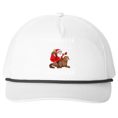 This Is My Christmas Pajamas Santa Riding Sea Lion Ugly Gift Snapback Five-Panel Rope Hat