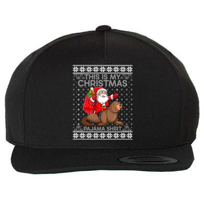 This Is My Christmas Pajamas Santa Riding Sea Lion Ugly Gift Wool Snapback Cap