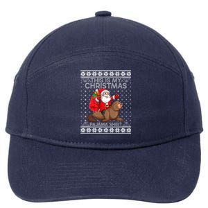 This Is My Christmas Pajamas Santa Riding Sea Lion Ugly Gift 7-Panel Snapback Hat