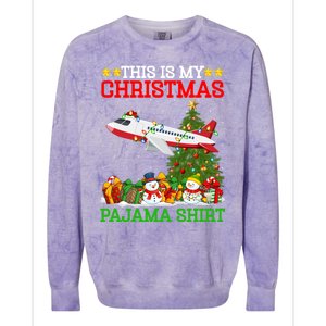 This Is My Christmas Tree Pajamas Airplane Christmas Great Gift Colorblast Crewneck Sweatshirt