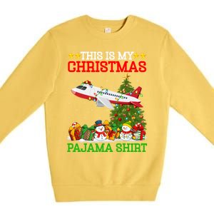 This Is My Christmas Tree Pajamas Airplane Christmas Great Gift Premium Crewneck Sweatshirt