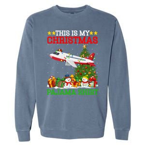 This Is My Christmas Tree Pajamas Airplane Christmas Great Gift Garment-Dyed Sweatshirt