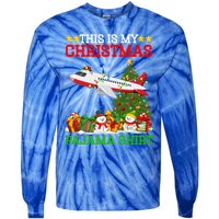 This Is My Christmas Tree Pajamas Airplane Christmas Great Gift Tie-Dye Long Sleeve Shirt