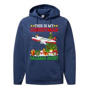 This Is My Christmas Tree Pajamas Airplane Christmas Great Gift Performance Fleece Hoodie