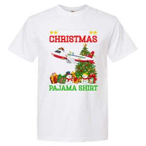 This Is My Christmas Tree Pajamas Airplane Christmas Great Gift Garment-Dyed Heavyweight T-Shirt