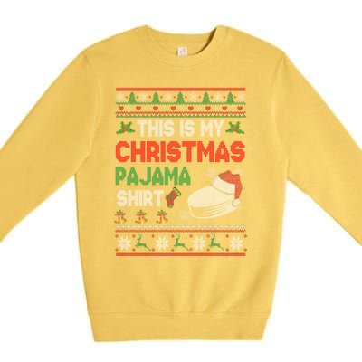 This Is My Christmas Pajama Meaningful Gift Santa Hockey Cool Gift Premium Crewneck Sweatshirt