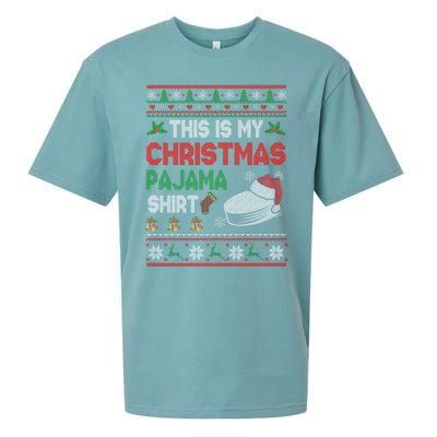 This Is My Christmas Pajama Meaningful Gift Santa Hockey Cool Gift Sueded Cloud Jersey T-Shirt