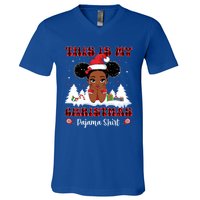 This Is My Christmas Pajama Black African American Gift V-Neck T-Shirt