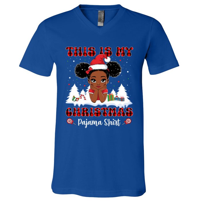 This Is My Christmas Pajama Black African American Gift V-Neck T-Shirt