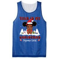 This Is My Christmas Pajama Black African American Gift Mesh Reversible Basketball Jersey Tank