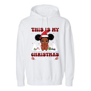 This Is My Christmas Pajama Black African American Gift Garment-Dyed Fleece Hoodie