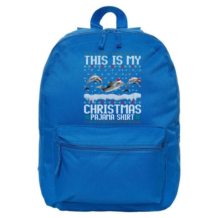 This Is My Christmas Lights Pajama Dolphin Lover Xmas Gift 16 in Basic Backpack