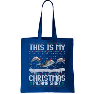 This Is My Christmas Lights Pajama Dolphin Lover Xmas Gift Tote Bag