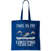 This Is My Christmas Lights Pajama Dolphin Lover Xmas Gift Tote Bag