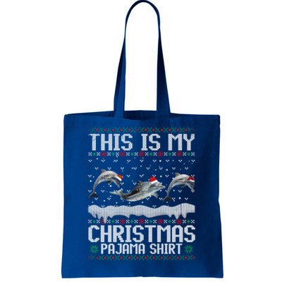 This Is My Christmas Lights Pajama Dolphin Lover Xmas Gift Tote Bag