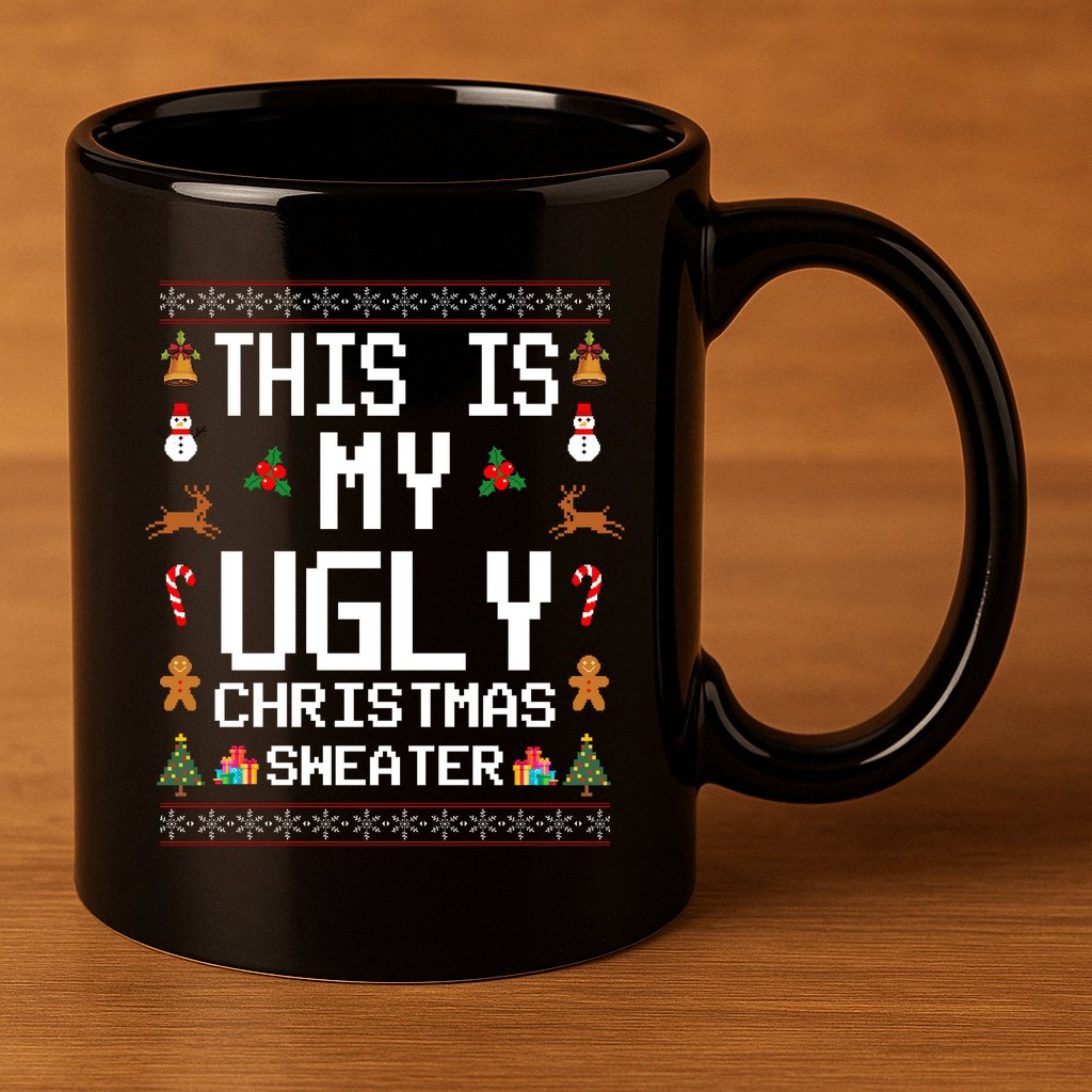This Is My Ugly Christmas Sweater Funny Festive 11oz C Handle Ceramic Mug