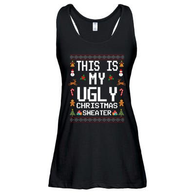 This Is My Ugly Christmas Sweater Funny Festive Ladies Essential Flowy Tank