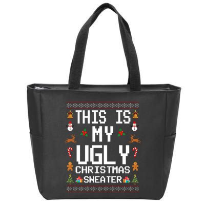This Is My Ugly Christmas Sweater Funny Festive Zip Tote Bag