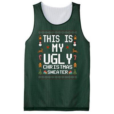 This Is My Ugly Christmas Sweater Funny Festive Mesh Reversible Basketball Jersey Tank