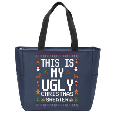 This Is My Ugly Christmas Sweater Funny Festive Zip Tote Bag