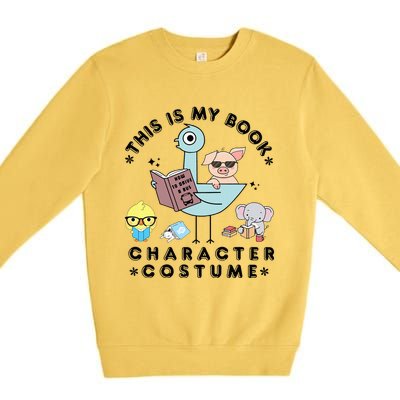 This Is My Book Character Costume Funny Pigeon Reading Premium Crewneck Sweatshirt