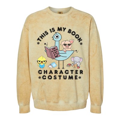 This Is My Book Character Costume Funny Pigeon Reading Colorblast Crewneck Sweatshirt