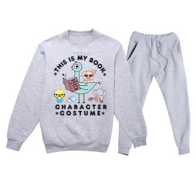 This Is My Book Character Costume Funny Pigeon Reading Premium Crewneck Sweatsuit Set