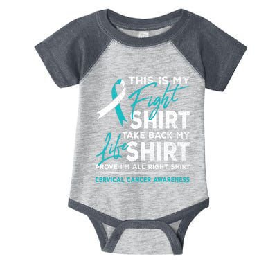 This Is My Fight Cervical Cancer Awareness White Teal Ribbon Infant Baby Jersey Bodysuit