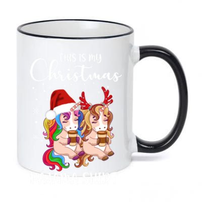 This Is My Christmas Pajama Cute Gift Funny Unicorn Xmas Gift 11oz Black Color Changing Mug